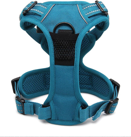 Adjustable Reflective No-Pull Dog Harness - Comfortable Control Vest in Brilliant Colors (Blue, XS)