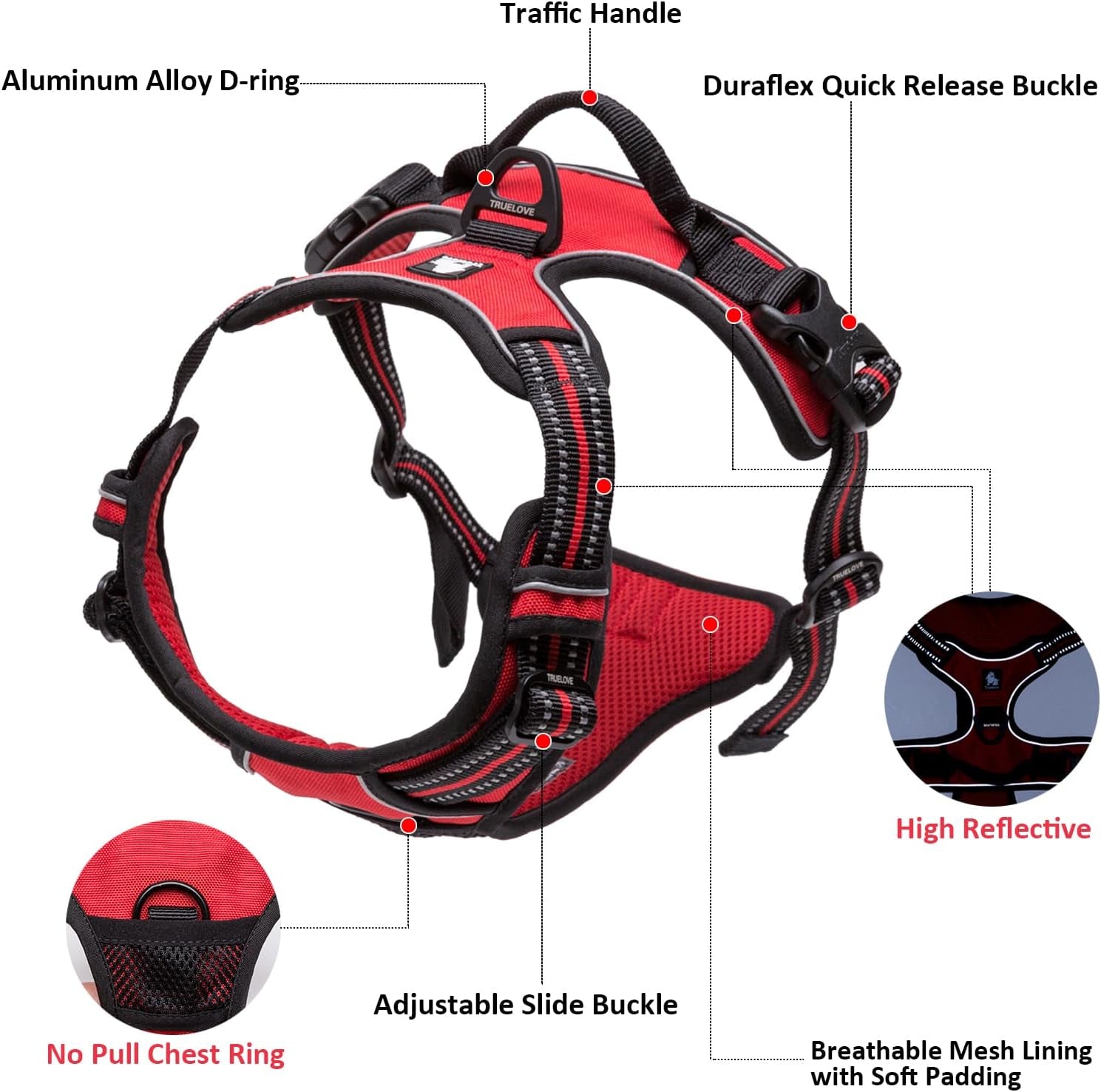 Adjustable Reflective No-Pull Dog Harness - Comfortable Control Vest in Brilliant Colors (Blue, XS)