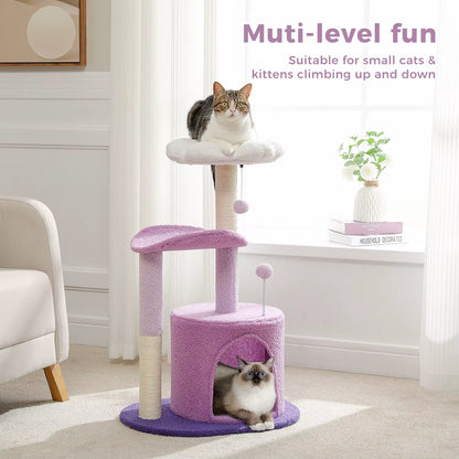 Cactus-Inspired Cat Tree with Curved Perch, Removable Top Bed, and Integrated Scratching Post for Indoor Cats