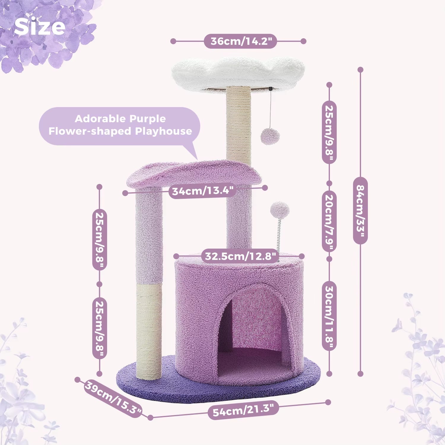 Cactus-Inspired Cat Tree with Curved Perch, Removable Top Bed, and Integrated Scratching Post for Indoor Cats