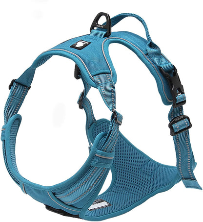 Adjustable Reflective No-Pull Dog Harness - Comfortable Control Vest in Brilliant Colors (Blue, XS)