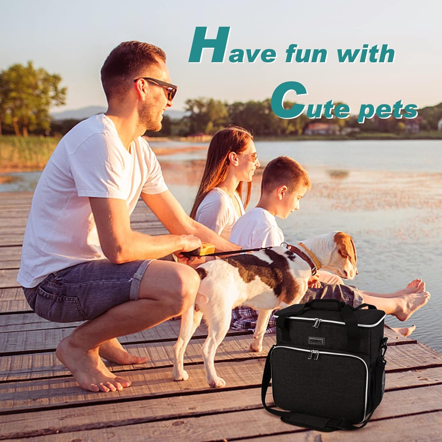 Professional Dog Travel Bag with Complete Pet Travel Supplies, Including 2 Food Containers and 2 Collapsible Silicone Bowls - Essential Travel Kit in Black