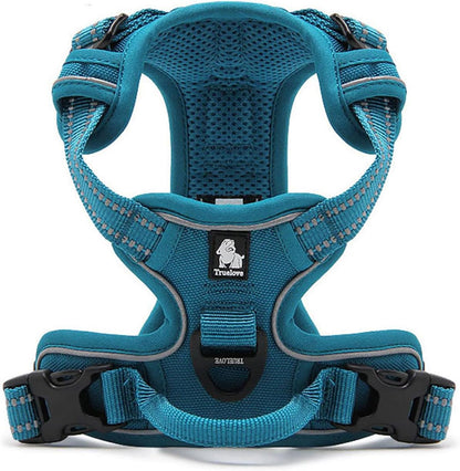 Adjustable Reflective No-Pull Dog Harness - Comfortable Control Vest in Brilliant Colors (Blue, XS)